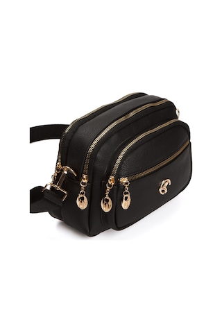 Kadın Çapraz Askılı Günlük Siyah Omuz Çantası Siyah