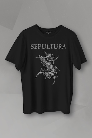 Siyah T-shirt Sepultura Cavalera Metal Rock Music Brazil Müzik Baskılı Tişört 001