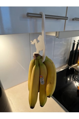 Maymun Şeklinde Muz Askısı - Şık Ve Eğlenceli Mutfak Dekorasyonu Beyaz