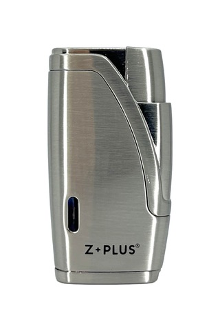Z+plus Çift Torch Alevli, Entegre Delicili Punch Lüks Puro Çakmağı - Mat Krom Gri