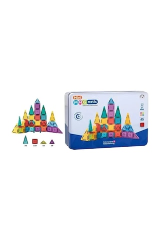 Seyahat Tipi Metal Kutulu Mini Magnetic Yapı Blokları 3d Puzzle 45 Parça