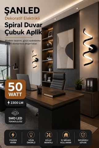 Dekoratif 20w İç Mekan Siyah Kasa 3 Renkli Işık Elektrikli 80 Cm Duvar Aplik