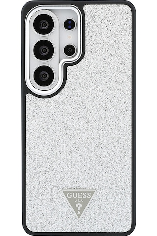 Galaxy Uyumlu S26 Ultra Kılıf Guess Lisanslı M-safe Metal Kamera Çerçeveli Üçgen Logolu Glitter Kapak Gümüş Gümüş