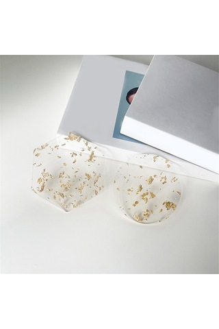 Altın Varak Akrilik Bardak Altlıkları 6 Adet İçecekler İçin İskandinav Tarzı, 9.5x10.8cm Şeffaf