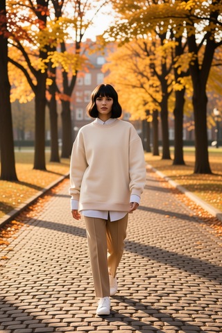 Benerly Kadın Bisiklet Yaka Düşük Kol Oversize Kalın Örme Sweatshirt Fonk Bej