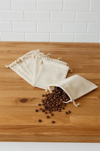 Kuru Kahve Saklama Kesesi Nefes Alabilir Ham Bez Kumaş 5'li Set Bej