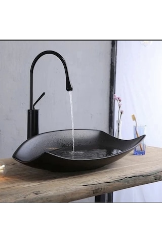 İsaoğlu Yapı Lavabo Bataryası Siyah Çanak Lavabo Musluğu Drop Design Çanak Lavabo Uyumlu Siyah Batarya Siyah