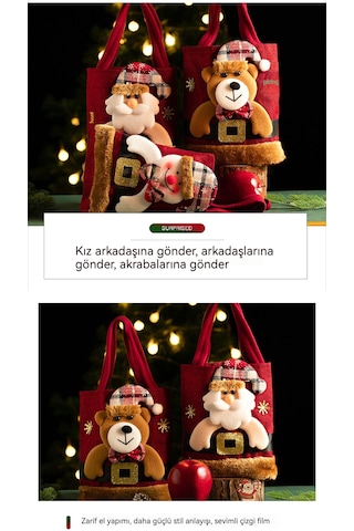 Noel Arifesi Çocuklara Küçük El Tipi Hediye Çantası-kardan Adam