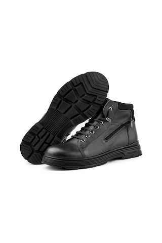 Ducavelli Ankle Hakiki Deri Bağcıklı Kauçuk Taban Erkek Bot, Fermuarlı Bot