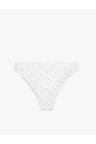 Koton Kurdele Detaylı Rahat Kalıp Pamuklu Desenli Brazilian Külot Kırmızı Desenli 6wlk30079mk 4d3