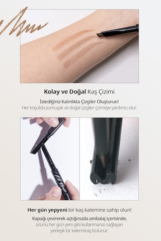 İnce Altıgen Uçlu Kaş Kalemi Clio Kill Brow Auto Hard Brow Pencil 02 Light Brown