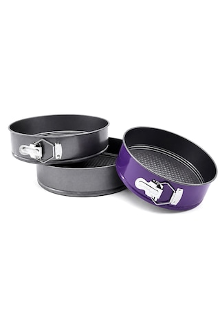 3 Parça Yuvarlak - Renkli Kelepçeli Metal Kek Kalıp 24-26-28cm 12v