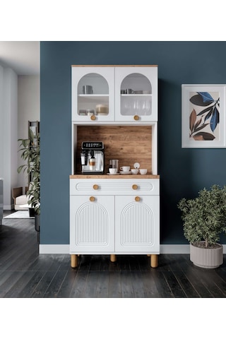 Rosa Kahve Köşesi - 93 Cm Mdf Mutfak Dolabı - Led Aydınlatmalı...