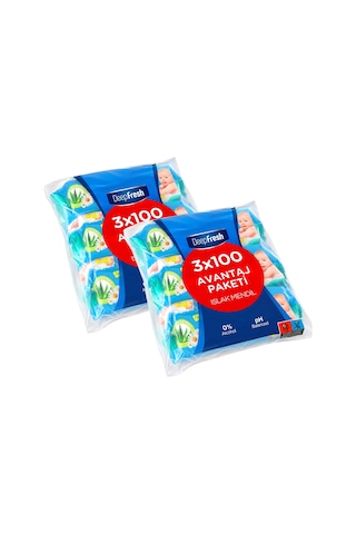 Deep Fresh Islak Mendil 3x100'lü x 2 Adet 600 Yaprak 2'li Set