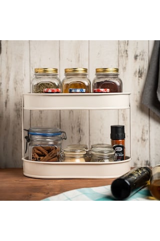 İki Katlı Metal Baton Mutfak Ve Banyo Düzenleyicisi Organizeri Ln1254 - Krem Krem