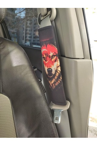 Lexroo Emniyet Kemeri Kılıfı, Kurt Ve Türk Bayrağı Baskılı, 26 Cm, Yumuşak Voleur Kumaş