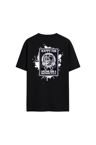 Black Nova Oversize Baskılı Unisex %100 Pamuk T-shirt Splash Head Siyah