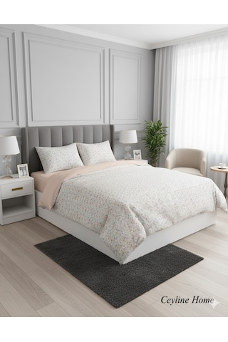 Fixbox Çift Kişilik Ranforce Nevresim Takımı Fiorina Somon Çok Renkli