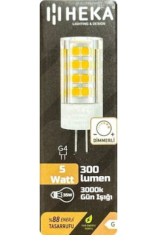 10 Adet Heka 5w 35w 3000k Sarı Işık G4 Duylu Dim Edilebilir Led Kapsül Ampul