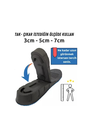 Magicfoot +7 Cm Boy Uzatıcı Geliştirilmiş Tabanlık Unisex Geliştirilmiş Özel Üretim Gizli Topuk Yükseltici