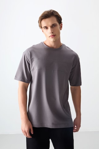Air Jones Tommy Life Koyu Gri Pamuklu Kalın Yumuşak Dokulu Oversize Fit Basic Erkek T-shirt - 88378 Koyu Gri