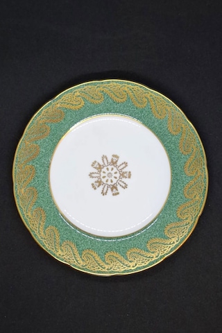 Foley Bone China İngiliz Yeşil Porselen Antika Tatlı Tabağı 15 Cm Haki