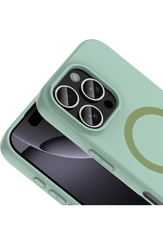 Maks Technology iPhone Uyumlu 16 Pro Kılıf M-safe Şarj Özellikli Mkst Aris Silikon Kapak - Turkuaz