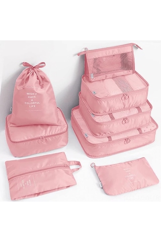 Monyee Turuncu Seyahat Organizer Seti 8 Parça - Çanta İçin Giyim Ayırma Çantaları, Mesh Tasarım, Su Geçirmez, El Tutuculu Ve Kaymazsız Kilitli