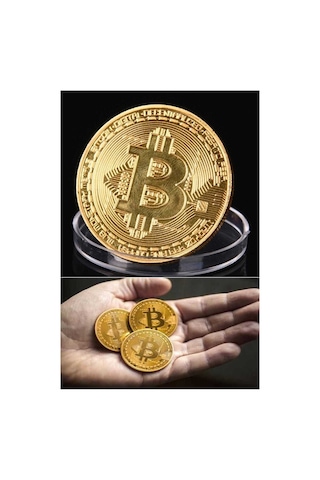 2 Tane Kripto Temalı Sarı Metal Sikke İkili Takım Şık Saklama Kabıyla Jeton