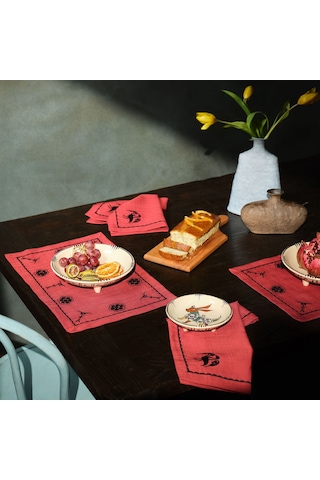 Karaca Home Paye Selçuklu Serisi Kuş Terracotta Nakışlı Amerikan