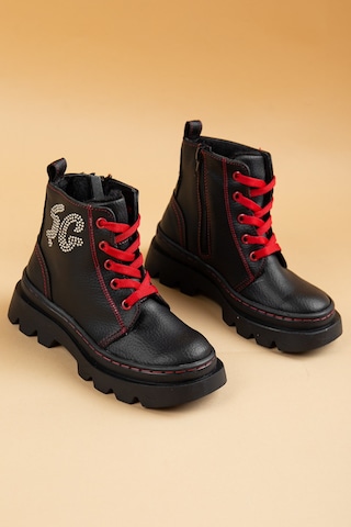 ŞirinGenç Ortopedik Bağlı Fermuarlı Deri Kırmızı Kız Çocuk Bot-2131 Kırmızı