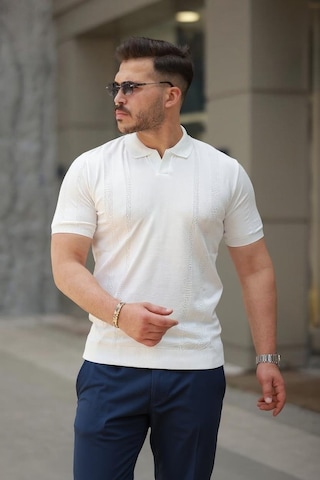 Efnaz Style Erkek Hemşire Yaka Kısa Kollu Tişört Beyaz