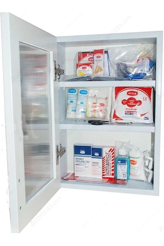 Ecza Dolabı Kapaklı Pvc İlk Yardım Dolabı Çelik Ayna 159
