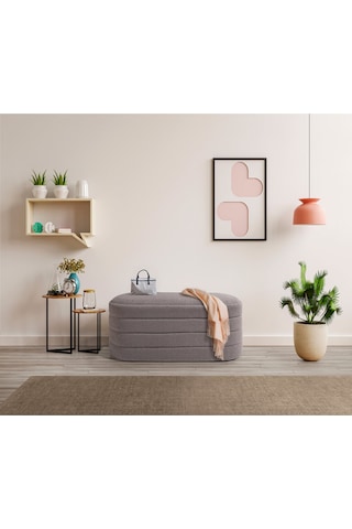 Bench Puf - Yatak Ucu Bench - Cnc Çizgili Modern Bench Modelleri -oturma Bankı -küçük Koltuk Gri