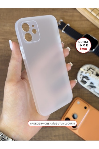 İphone 12 Uyumlu Süper İnce Mat Ultra Thin Silikon Kılıf Beyaz
