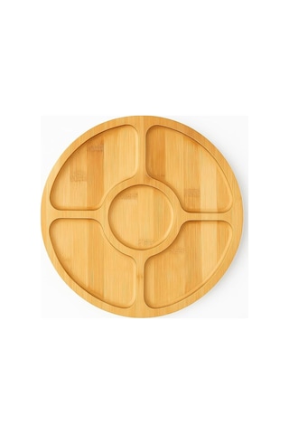 Bambu 5 Bölmeli Kahvaltı Ve Çerez Sunum Tabağı, 28 Cm Kahvaltı Ve Çerez Tabağı 5 Bölmeli Doğal Bambu, Bambu Sunum Tabağı,velor Home. Açık Gri