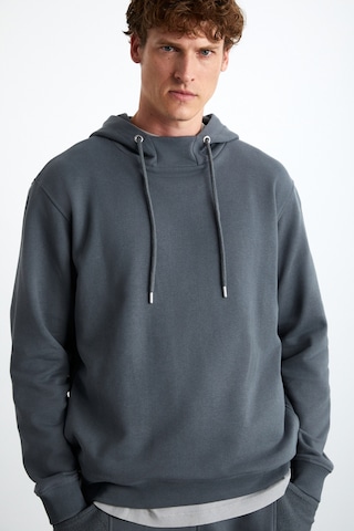 Grımelange Alessıo Erkek %100 Pamuk Kapüşonlu Kordon Detaylı Oversize Fit Gri Sweatshirt Gri