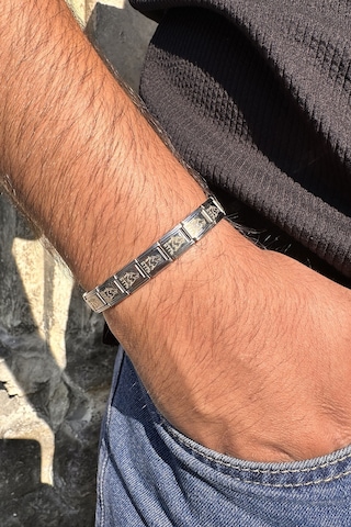 Kurt Kafası Göktürkçe Türk Yazılı İtalyan Charm Unisex Çelik Bileklik Scb57 Beyaz 90077367