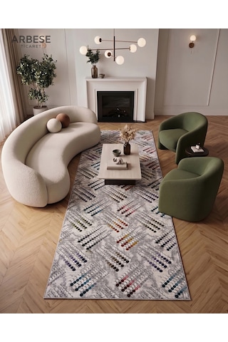 Arbese Premium Gri Renkli halı Kaymaz Tabanlı Kesme Yolluk Koridor Mutfak Salon Halısı Yüksek Kalite