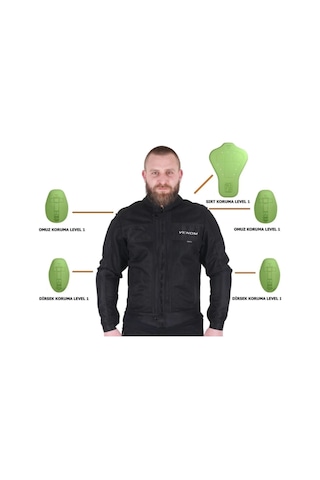 Venom Urban Motosiklet Montu Erkek Siyah Motorcu Montu