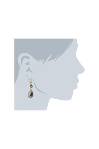 Oymalı Çiçek Madalyon Ve Kristal Taşlı Damla Küpeler Çok Renkli