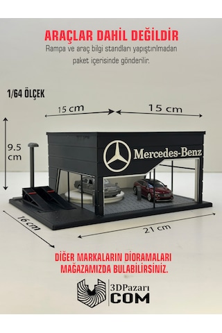 3d Baskı 1/64 Ölçekli Mercedes Showroom Tasarımlı Diorama Araç Sergileme Garajı