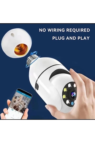 Ampul Kamera Harekete Duyarlı Gece Görüşlü Kablosuz Bebek Izleme Kamerası Güvenlik Akıllı Wifi 360hd