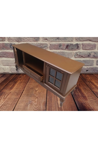 Tv Sehpası Windovs Model Pencere Ahşap Kayın Avangart Aslan Ayak Ceviz Renk 125 Cm El Yapımı