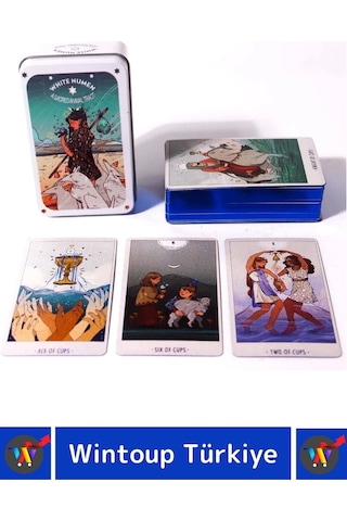 Özel Üretim Metal Kutulu Beyaz Numen Tarot Kartı 78 Adet