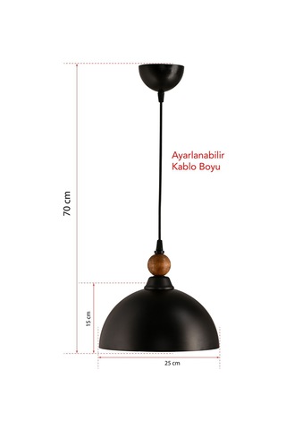 Tekli Piedra Sıvama Metal Sarkıt Avize Siyah