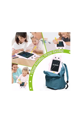 Tavşan Şekilli Çocuklar 8.5 İnç Lcd Çizim Pedi Küçük Çocuklar Kızlar Karalama Yazma Tableti Kilit Fonksiyonlu El Yazısı Tahtası Tek Tıkla Silme