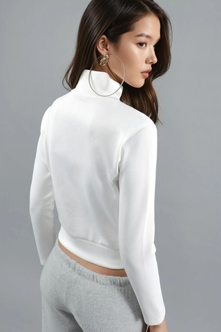 Hiccup Fermuarlı Slim Fit Sweatshirt Berşan Collection Beyaz