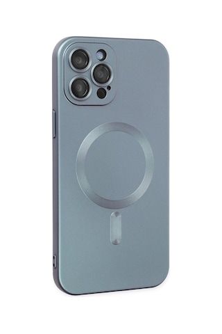 Newface Apple iPhone Uyumlu 12 Pro Max Kılıf Moshi Lens Magneticsafe Silikon - Glblseme - 99 Sierra Blue