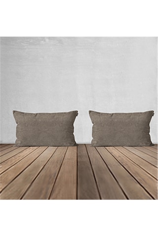 2'li Kadife Dokulu Kırlent Kılıfı Vizon